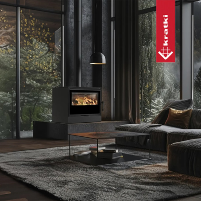 Piec stalowy KRATKI KARI 70 Ø 150 8 kW kominek w zabudowie