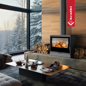 Piec stalowy KRATKI KARI 80 Ø 180 12 kW kominek w zabudowie