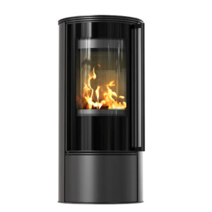 Piec wolnostojący stalowy KRATKI SKADI Ø 150 5,5 kW z czarnym termotec