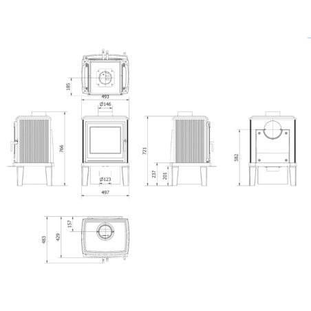 Piec KRATKI KOZA K11 z nogami z drewna