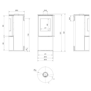 Piec stalowy KRATKI SVEN Ø 150 7 kW