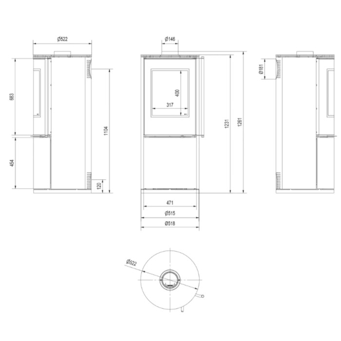 Piec stalowy KRATKI SVEN Ø 150 7 kW