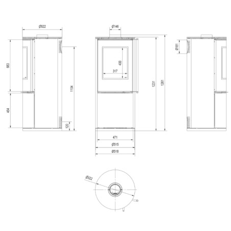 Piec stalowy KRATKI SVEN Ø 150 7 kW