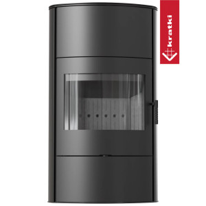 Piec wolnostojący KRATKI AB/S/2/ROLLO Wysoki Ø 150 10 kW czarne wyłożenie