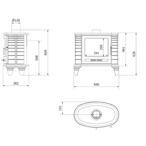 Piec żeliwny koza KRATKI K8 Ø 130 9 kW