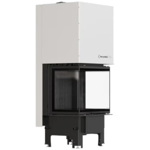 Kominek KRATKI REGNOR 600/400 7 kW Ø 200 3-szybowy, czarne wyłożenie
