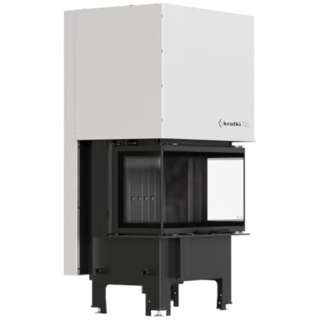 Kominek KRATKI REGNOR 680/280 6 kW Ø 160 3-szybowy, czarne wyłożenie