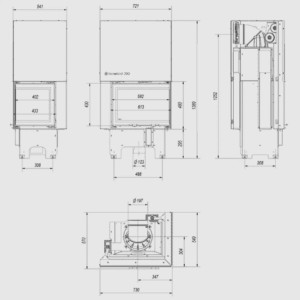 Kominek powietrzny stalowy KRATKI VNP 610/430 9 kW Ø 200 Gilotyna