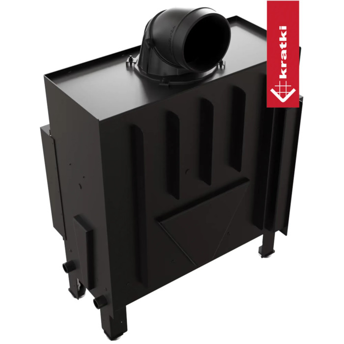 Kominek KRATKI FLOKI L lewy 12 kW Ø 200 czarne wyłożenie