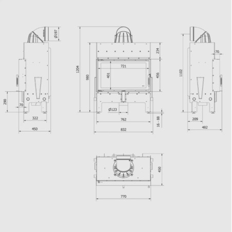 Kominek KRATKI FLOKI M 10 kW Ø 200
