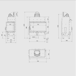 Kominek KRATKI FLOKI M prawy 10 kW Ø 200