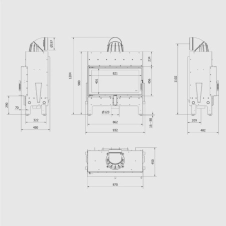 Kominek KRATKI FLOKI L 12 kW Ø 200