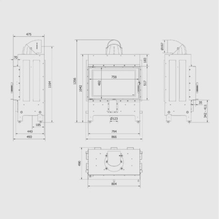 Kominek KRATKI LUCY 14 kW Ø 200