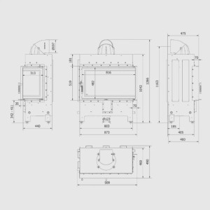 Kominek KRATKI LUCY prawy 14 kW Ø 200