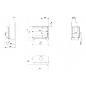 Kominek KRATKI SIMPLE lewy 6 kW Ø 150