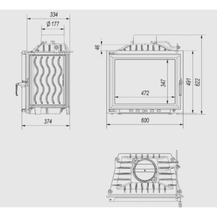 Kominek żeliwny KRATKI ANTEK 10 kW Ø 180