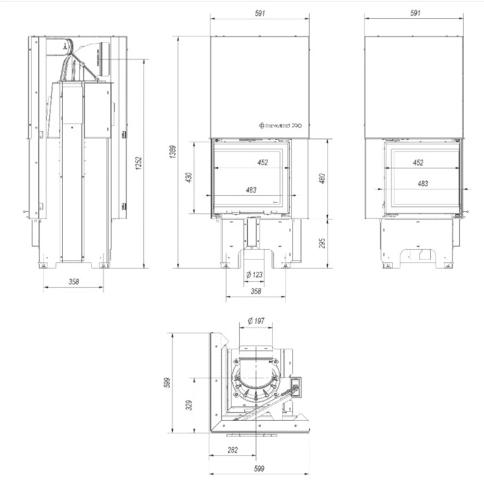 Kominek KRATKI VNL 480/480 8 kW Gilotyna
