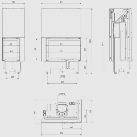 Kominek KRATKI VNP 810/410 14 kW Ø 200 Gilotyna