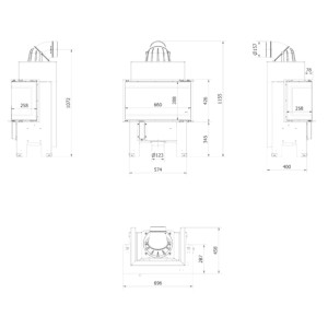 Kominek KRATKI NBC 680/280 7 kW Ø 160
