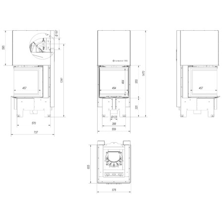 Kominek KRATKI NBC 500/500 8 kW Ø 200 Gilotyna