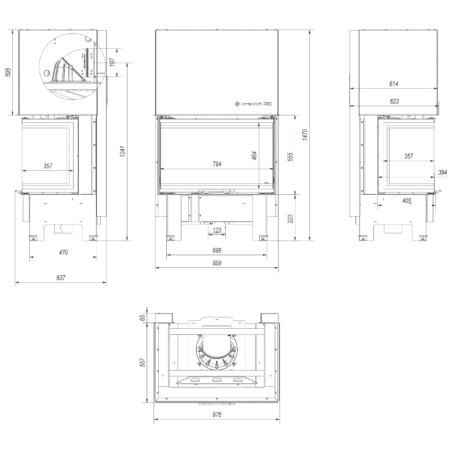 Kominek KRATKI NBC 800/400 lewy prawy 10 kW Ø 200 Gilotyna