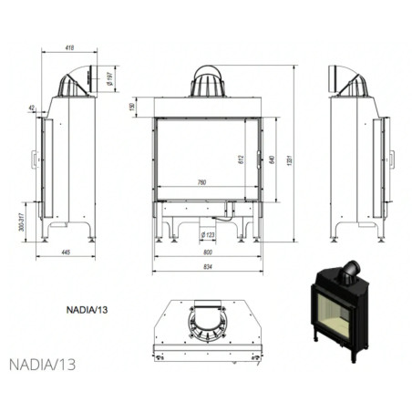 Kominek KRATKI NADIA 13 kW Ø 200