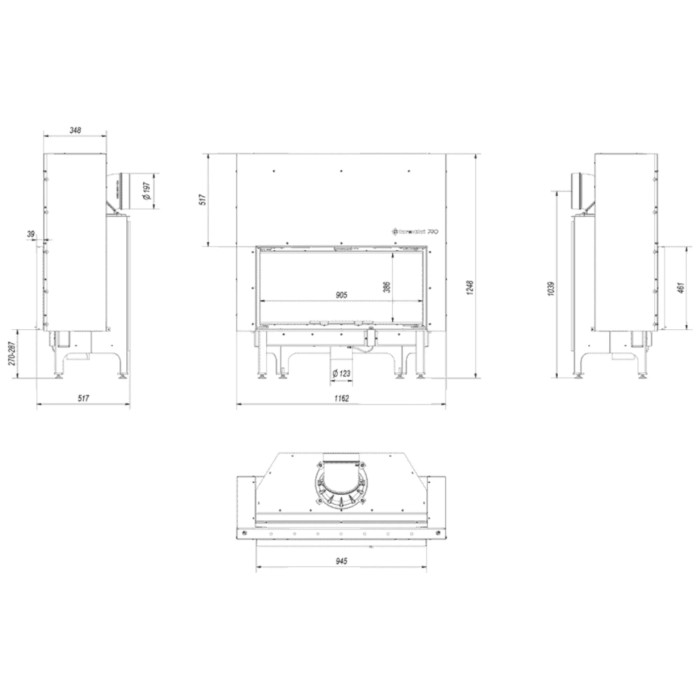 Kominek KRATKI NADIA 14 kW Ø 200 Gilotyna