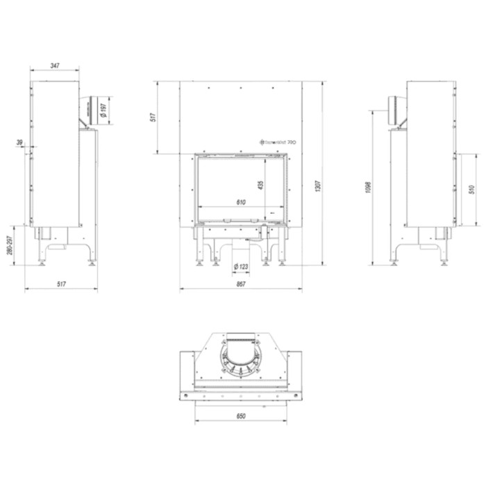 Kominek KRATKI NADIA 10 kW Ø 200 Gilotyna