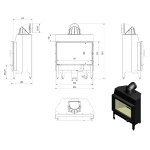 Kominek KRATKI NADIA 12 kW Ø 200