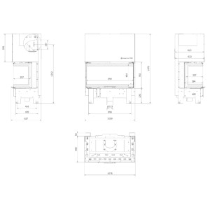 Kominek KRATKI NBC 1000/400 15 kW Ø 200 Gilotyna