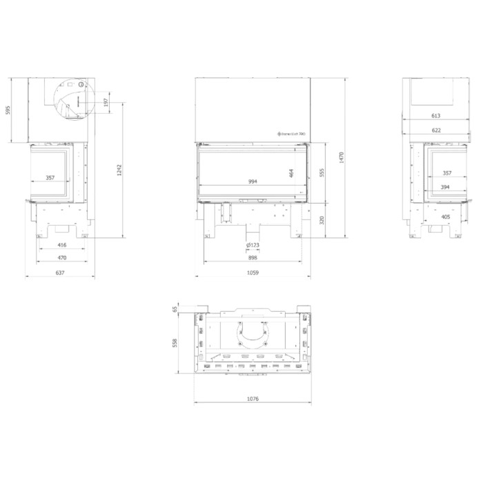 Kominek KRATKI NBC 1000/400 15 kW Ø 200 Gilotyna