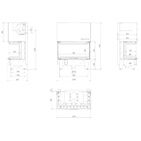 Kominek KRATKI NBC 1000/400 15 kW Ø 200 Gilotyna