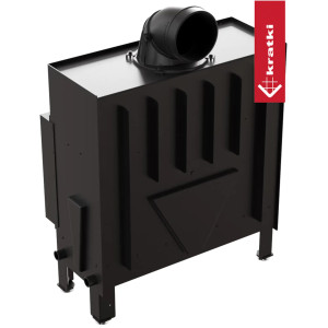 Kominek powietrzny stalowy KRATKI FLOKI L 12 kW Ø 200 czarne wyłożenie