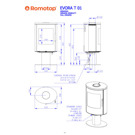 Ceramiczny piec kominkowy EVORA T