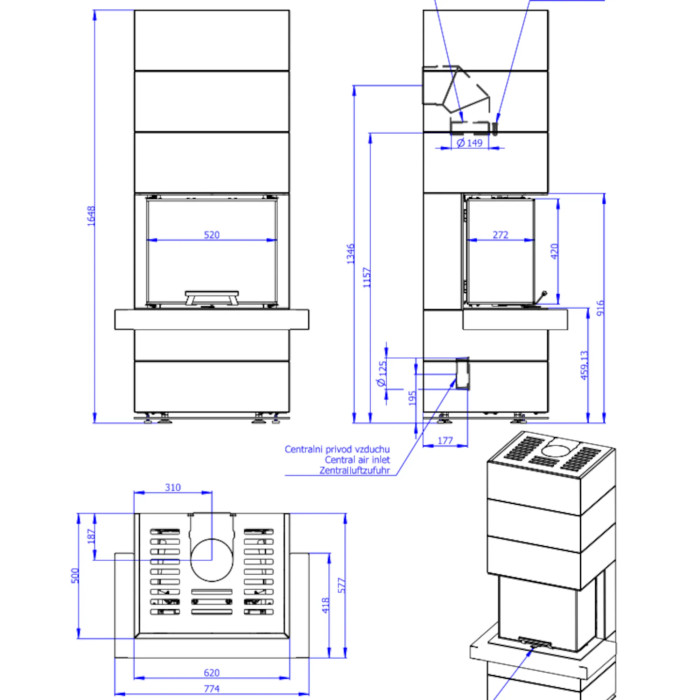 Piec kominkowy CARA CS 02 - Metal
