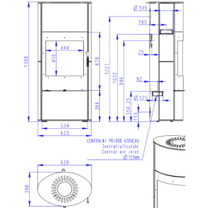 Piec kominkowy SONE H - Ceramika ryflowana