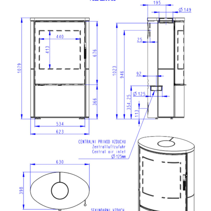 Piec kominkowy SONE G - Ceramika ryflowana Piec kominkowy SONE G - Ceramika ryflowana