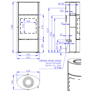 Piec kominkowy SONE G H - Ceramika ryflowana