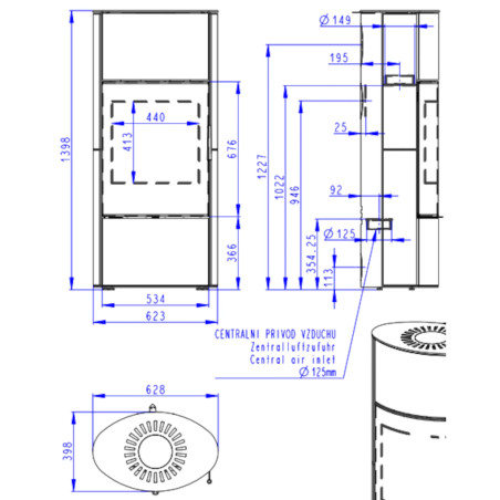 Piec kominkowy SONE G H - Ceramika ryflowana Piec kominkowy SONE G H - Ceramika ryflowana
