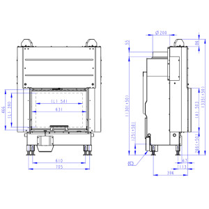 Kominek Romotop HEAT 3G L 66.50.04 Czarne wyłożenie