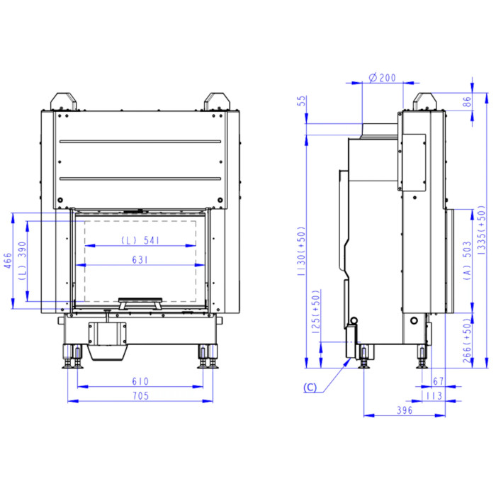 Kominek Romotop HEAT 3G L 66.50.04 Czarne wyłożenie