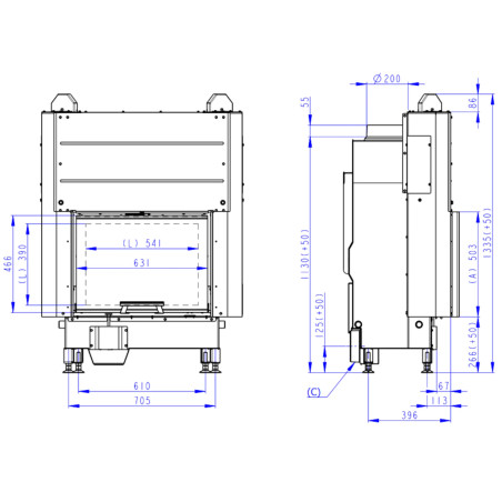 Kominek Romotop HEAT 3G L 66.50.04 Czarne wyłożenie