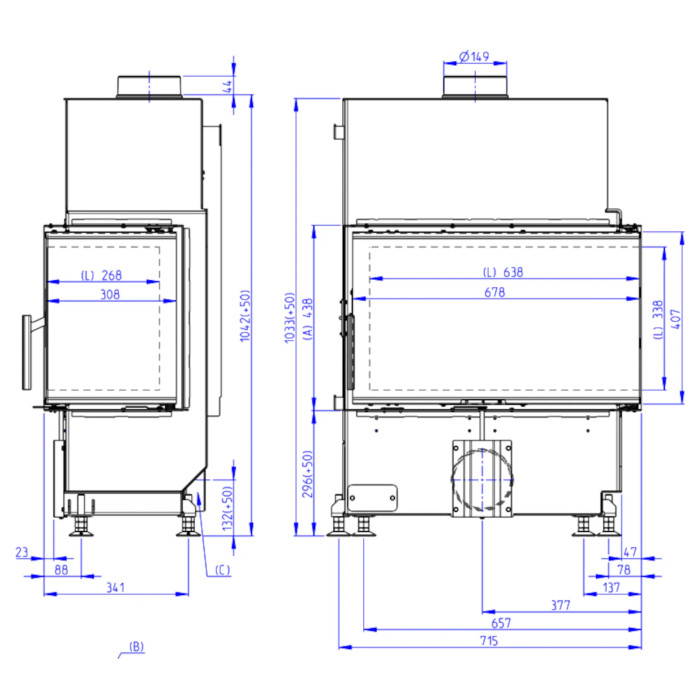 Kominek Romotop HEAT R 4G S 70.44.33.26 Czarne wyłożenie