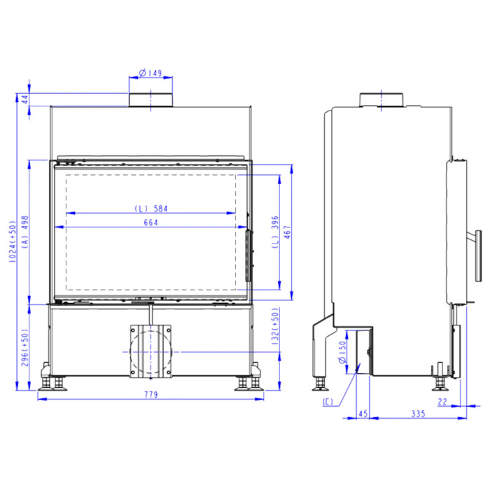 Kominek Romotop HEAT 4G 70.50.04 Czarne wyłożenie