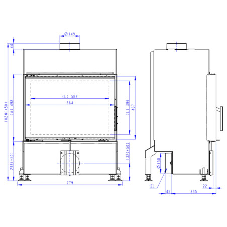 Kominek Romotop HEAT 4G 70.50.04 Czarne wyłożenie