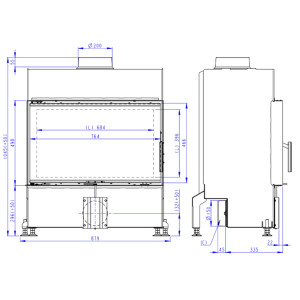 Kominek Romotop HEAT 4G 80.50.04 Czarne wyłożenie