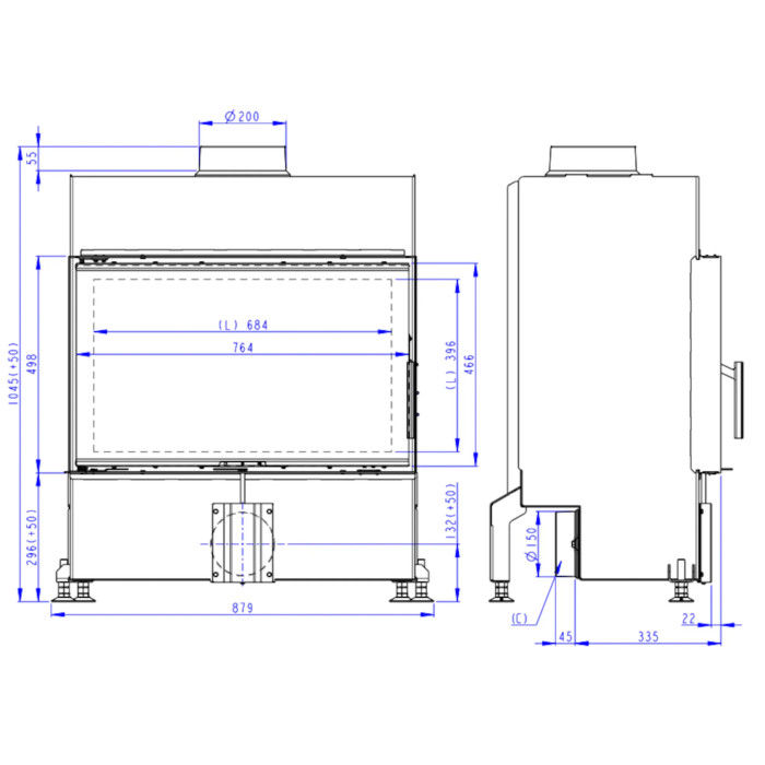 Kominek Romotop HEAT 4G 80.50.04 Czarne wyłożenie
