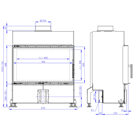 Kominek Romotop HEAT 4G 80.50.04 Czarne wyłożenie