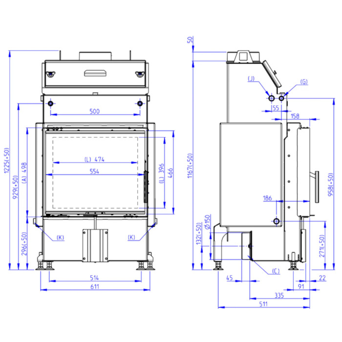 Kominek Romotop HEAT W 4G 59.50.04 Płaszcz wodny