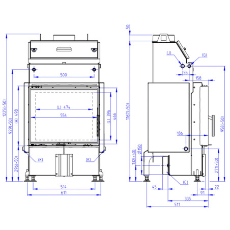 Kominek Romotop HEAT W 4G 59.50.04 Płaszcz wodny